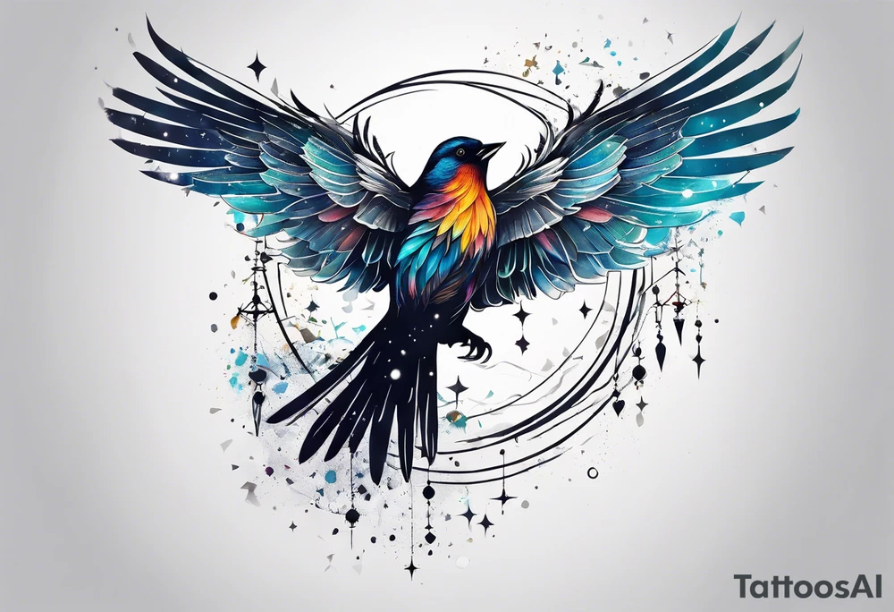 Constellation, bird wing , animal, snow , cross tattoo idea
