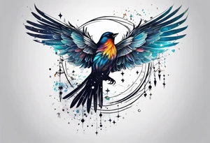 Constellation, bird wing , animal, snow , cross tattoo idea