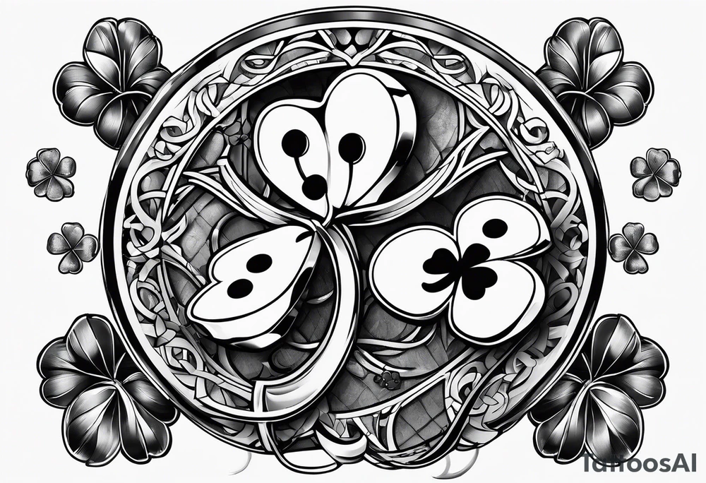 4 leaf clover with horseshoe and dice tattoo idea