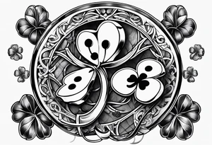 4 leaf clover with horseshoe and dice tattoo idea
