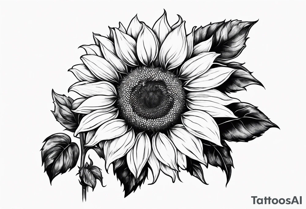 sketch sunflower tattoo idea