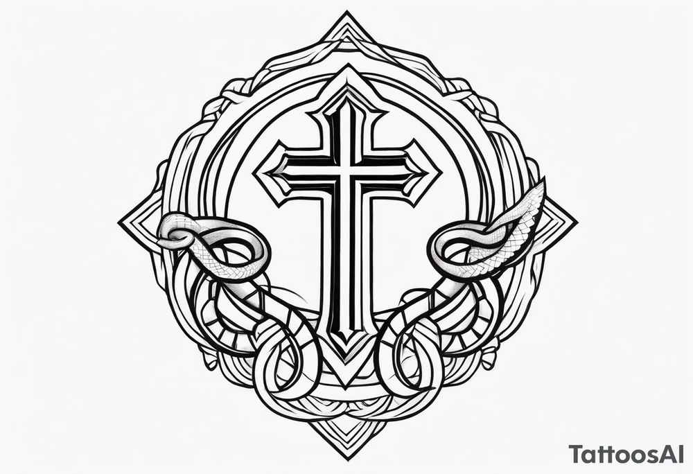 a cross with a snake around it tattoo idea