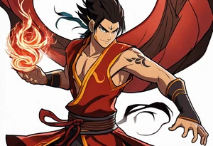 Zuko from Avatar the Last Airbender bending lightning with the red dragon around him tattoo idea