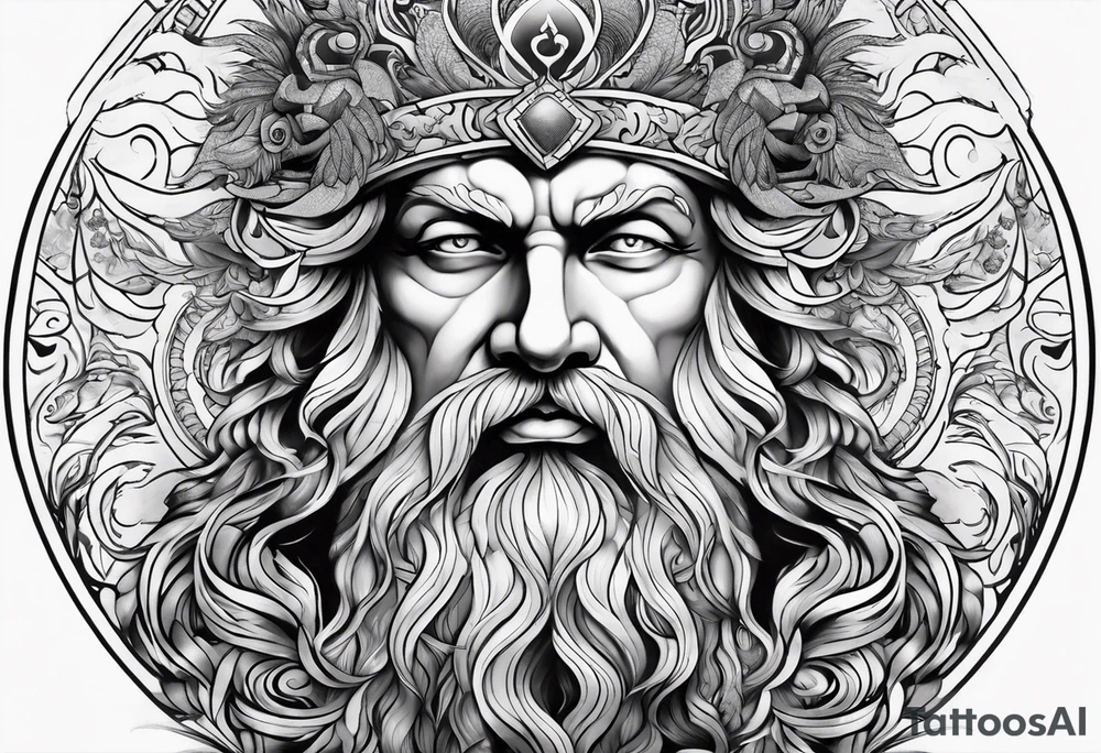 Zeus with background make it nice tattoo idea