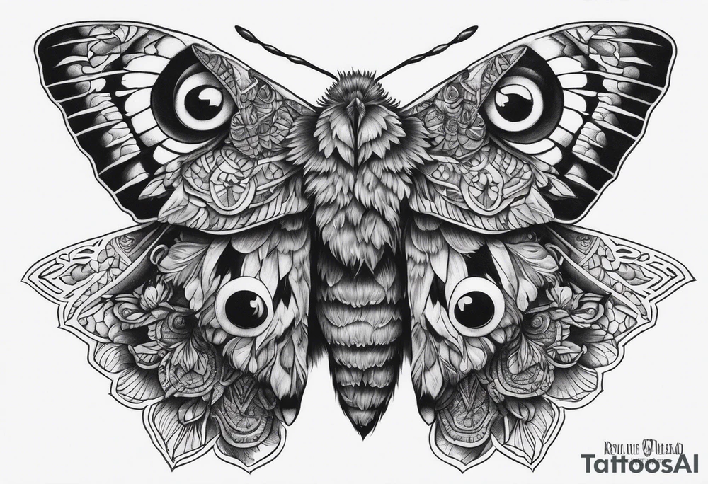 Dead head moth with owl eyes tattoo idea