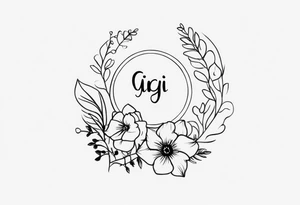 Small memorial with the name Gigi tattoo idea