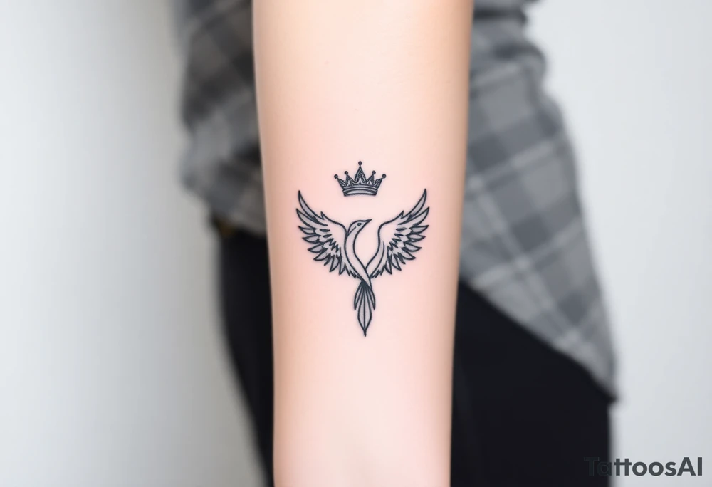 Crown and a phoenix tattoo idea