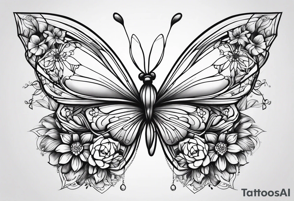 Butterfly flower tattoo idea
