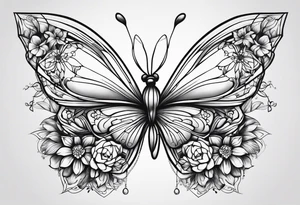 Butterfly flower tattoo idea