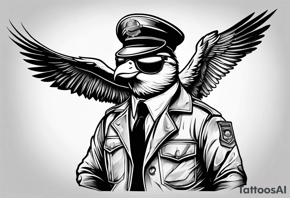 A silly goose dressed as an aviator tattoo idea