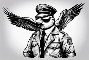 A silly goose dressed as an aviator tattoo idea