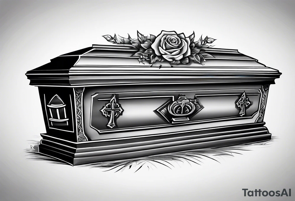 Coffin in graveyard tattoo idea