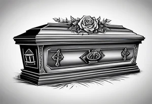 Coffin in graveyard tattoo idea