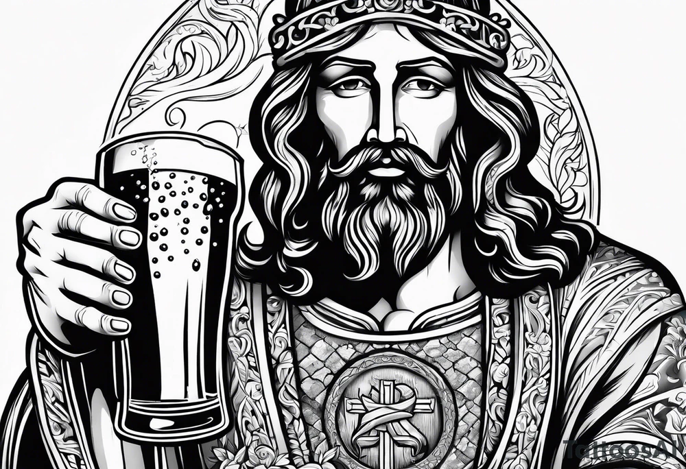jesus drinking beer tattoo idea