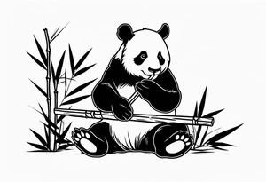 Panda eating or playing with bamboo tattoo idea