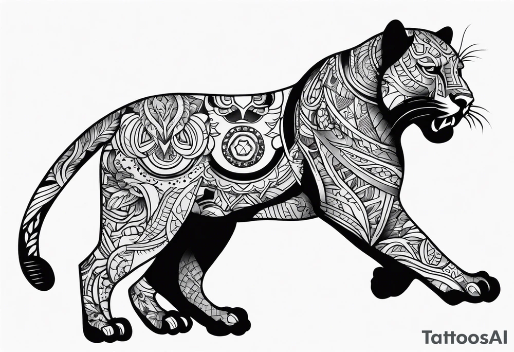 Panther with old school traditional tattoos tattoo idea