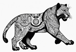 Panther with old school traditional tattoos tattoo idea