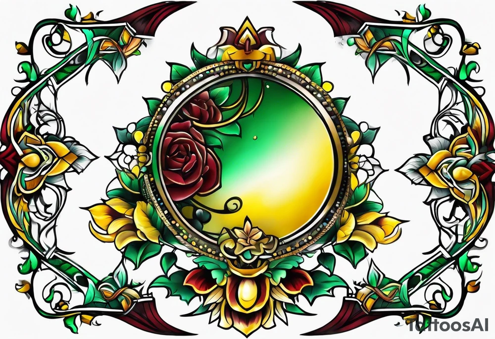 Number 24 with colors green, yellow, maroon and black tattoo idea