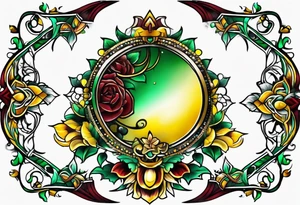 Number 24 with colors green, yellow, maroon and black tattoo idea