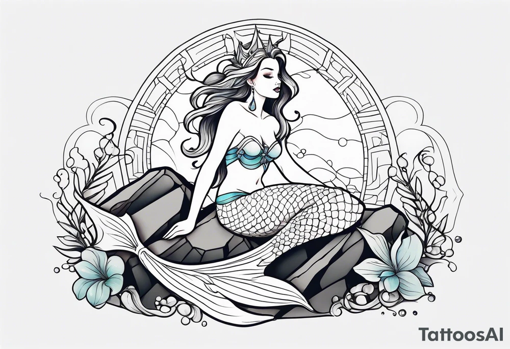 mermaid sitting on a rock tattoo idea