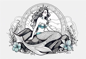 mermaid sitting on a rock tattoo idea