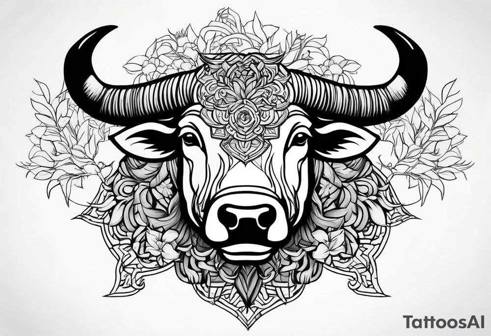 vietnamese ox with bamboo surrounding it tattoo idea