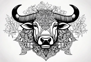 vietnamese ox with bamboo surrounding it tattoo idea