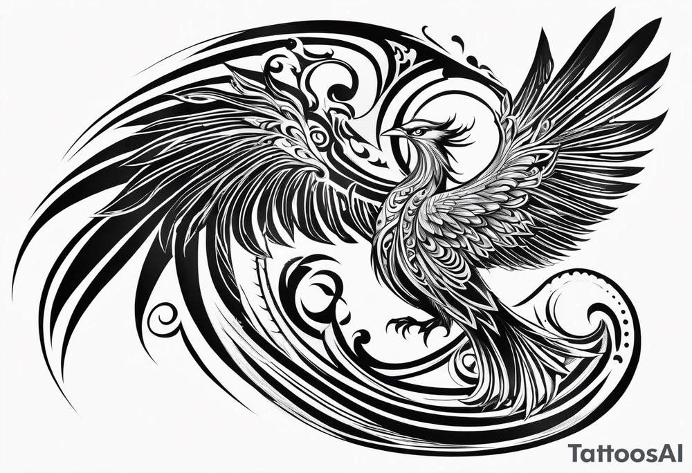 Japanese Phoenix with Maori Koru tattoo idea