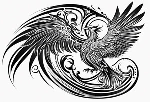 Japanese Phoenix with Maori Koru tattoo idea