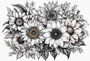 Sunflower daffodil, daisy, rose Adler, chrysanthemum, holly tattoo idea