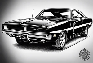 Black Dodge charger tattoo idea