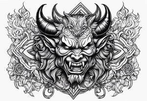 old school devil placed in the chest tattoo idea