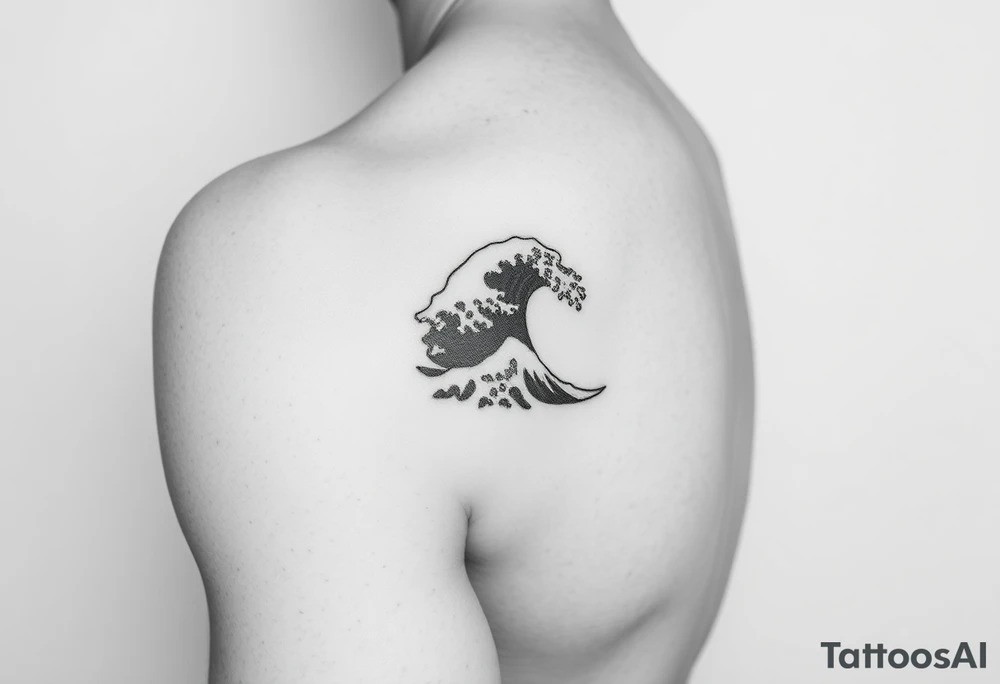 A minimalist tattoo the wave emoji placed on the upper arm 🌊 tattoo idea