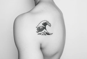 A minimalist tattoo the wave emoji placed on the upper arm 🌊 tattoo idea