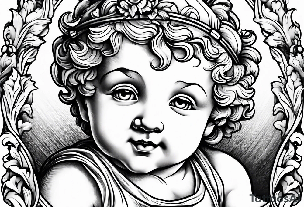 one putti smiling tattoo idea