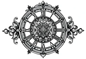 vintage roman numerals within ornate clockwork mechanism tattoo idea