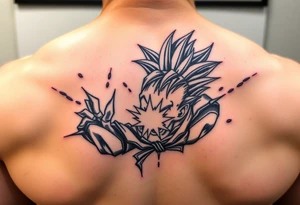 legendary dragonball z scene with energy aura and power effects tattoo idea