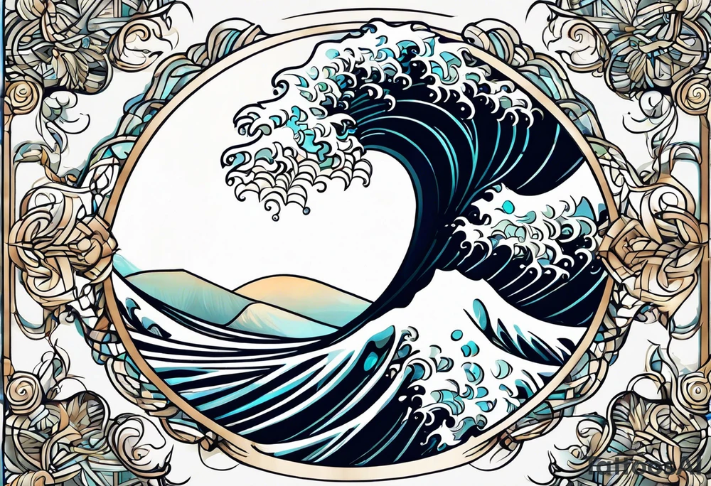 ocean, géométric, wave tattoo idea