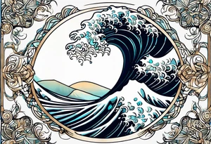 ocean, géométric, wave tattoo idea