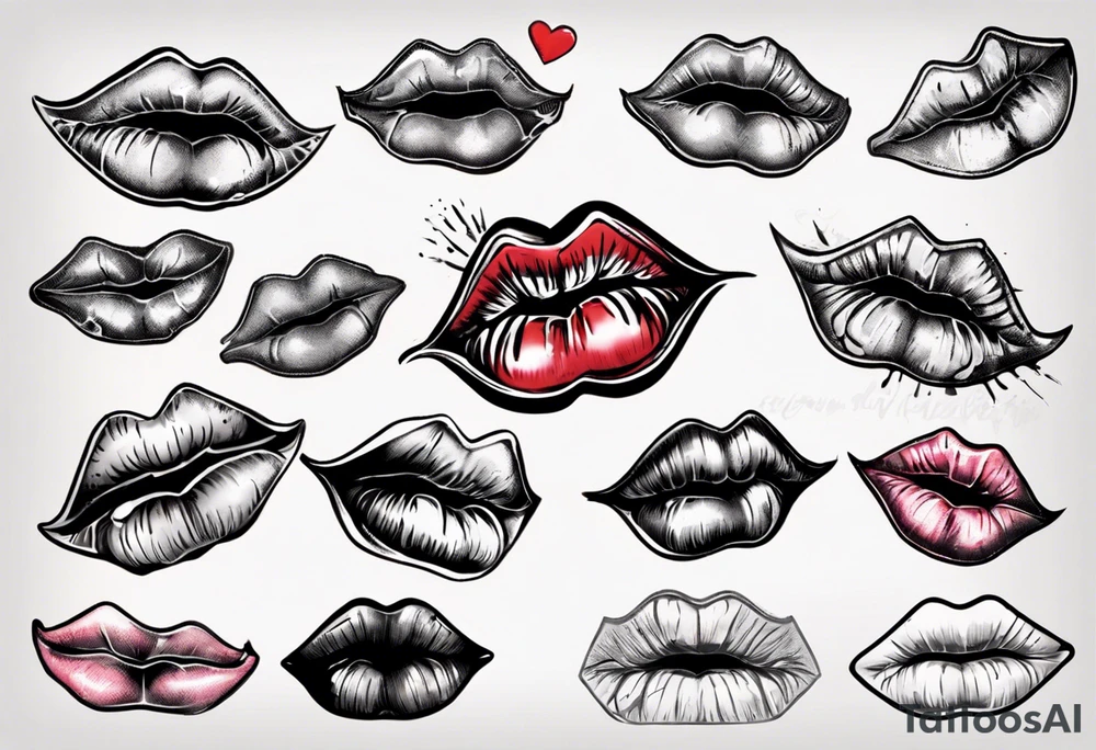 A lip print with the inscription "Kiss my a$$" tattoo idea