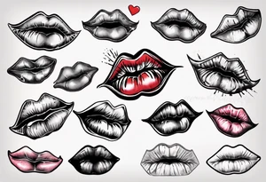A lip print with the inscription "Kiss my a$$" tattoo idea