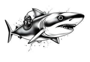 shark scuba diving tattoo idea