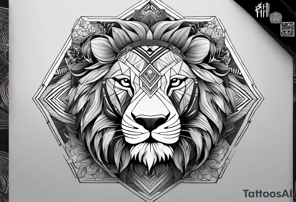 Very asymmetrical, +geometric pattern, with realistic full moon, with hippo face surround with lion fur,+tribal, +geometric, +inkart , +blackwork, +grey scale, + sketch
with wintersweet flower bud, +inkart touch, +for men, detailed , combined favourite , tattoo idea