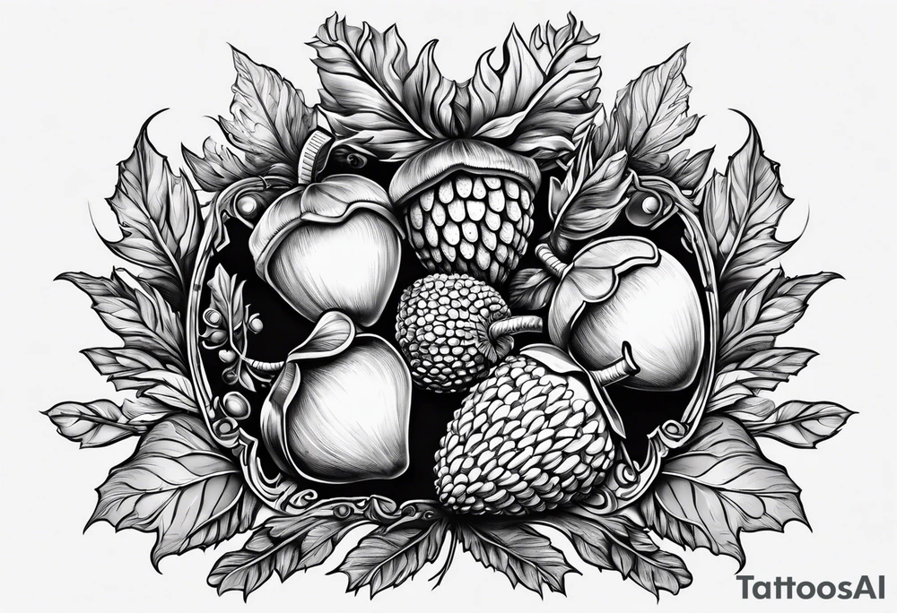 Acorn being carried by angel tattoo idea