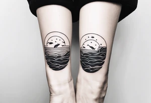 Ocean themed wrist tattoo with sea animals tattoo idea