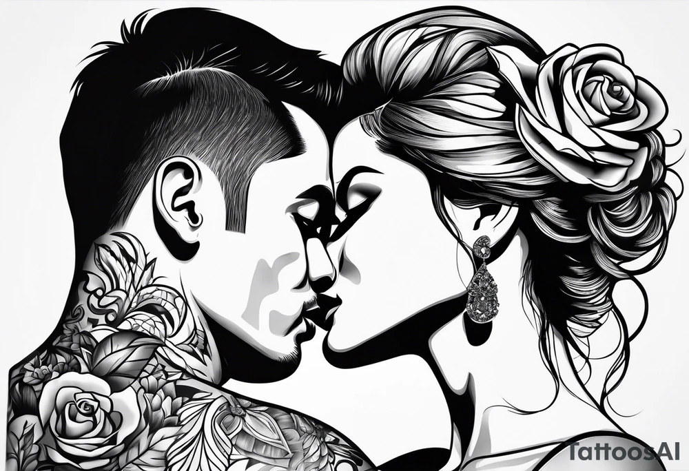 Couple sexy kisses tattoo idea