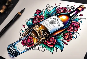 Love pouring out of an uncorked bottle tattoo idea