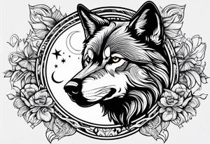 wolf under the moon tattoo idea