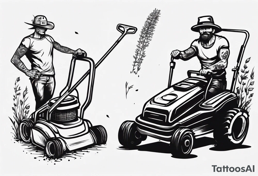 stickman with lawnmower tattoo idea