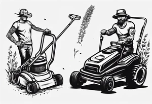 stickman with lawnmower tattoo idea